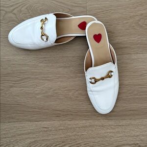 White Loafers with Gold Accent